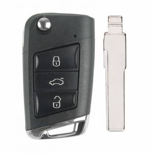 Корпус выкидного ключа VOLKSWAGEN MQB 3 кнопки HU-HAA HU66, с лого