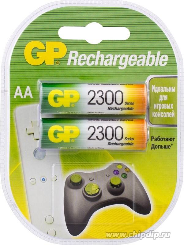 Перезаряжаемые аккумуляторы GP 230AAHC AA, емкость 2200 мАч - 2 шт. в клемшеле GP 230AAHC AA (4891199062889) — для бизнеса и офиса