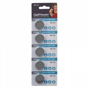 Батарейка GoPower CR2016 BL5 Lithium 3V (5/100/2000) блистер (5 шт.) Батарейка GoPower CR2016 (00-00015605)