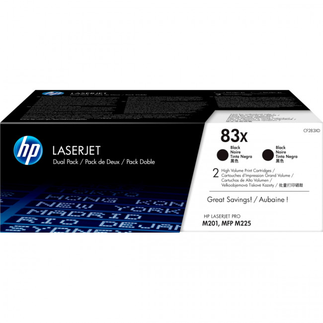 Тонер-картридж набор из 2 шт HP LaserJet 83X Black 2-pack (CF283XD) — для бизнеса и офиса