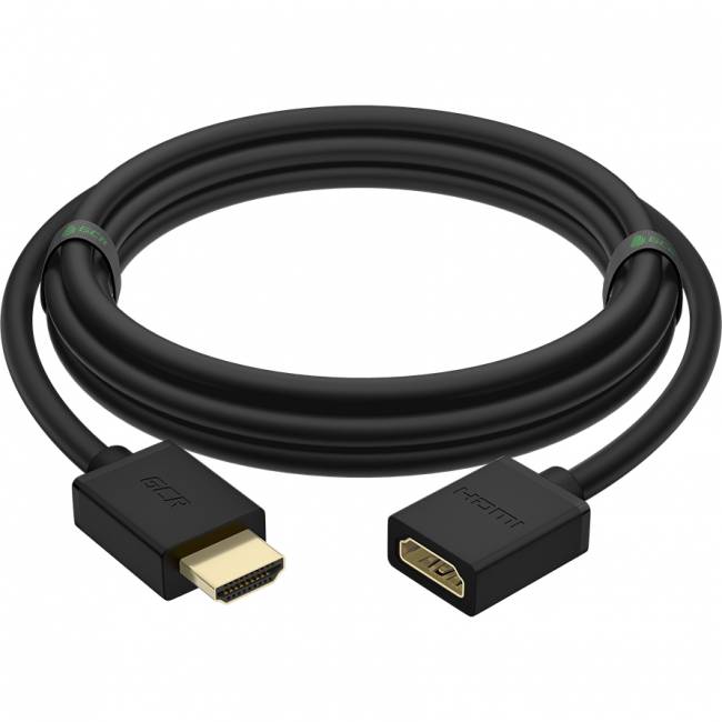 GCR Удлинитель 3.0m v2.0 HDMI-HDMI черный, OD7.3mm, 28/28 AWG, позолоченные контакты, Ethernet 18.0 Гбит/с, 19M / 19F, GCR-HMFR6-BB3S-3m, тройной экран Greenconnect GCR-HMFR6-BB3S-3m, 3 м — для бизнеса и офиса