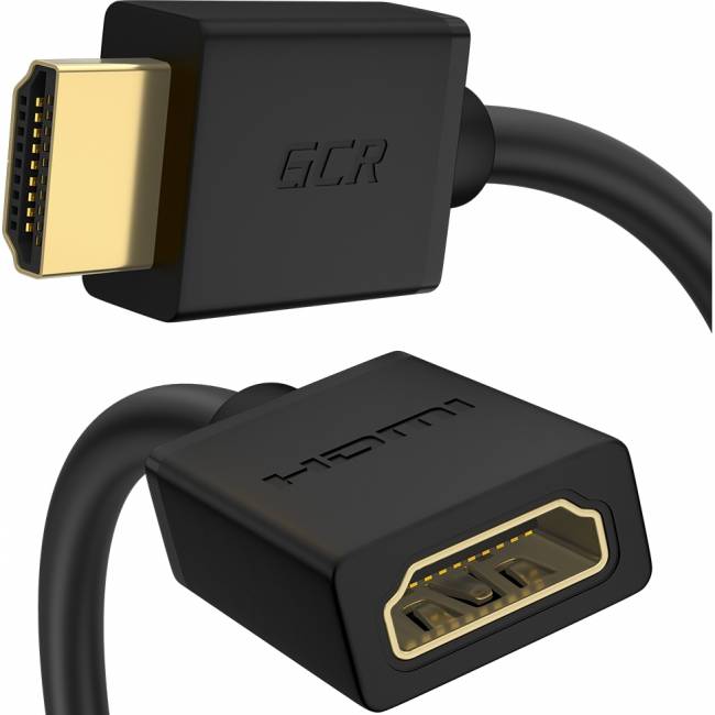 GCR Удлинитель 3.0m v2.0 HDMI-HDMI черный, OD7.3mm, 28/28 AWG, позолоченные контакты, Ethernet 18.0 Гбит/с, 19M / 19F, GCR-HMFR6-BB3S-3m, тройной экран Greenconnect GCR-HMFR6-BB3S-3m, 3 м — для бизнеса и офиса
