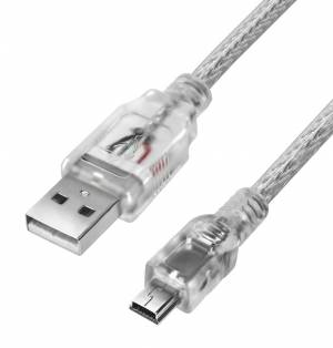 GCR Кабель PROF 0.3m USB 2.0, AM/mini 5P, прозрачный, 28/24 AWG, экран, армированный, морозостойкий, GCR-UM1M5P-BD2S-0.3m Greenconnect GCR-UM1M5P-BD2S-0.3m