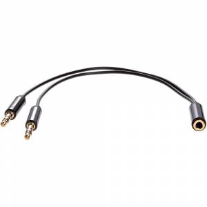 Кабель-адаптер  2*3.5ST(M)/3.5 ST(F), 0.2м, Telecom PRO <TAV205M-0.2M> Адаптер-переходник Telecom Jack 3.5 mm F/2 x Jack 3.5 mm M (TAV205M-0.2M)