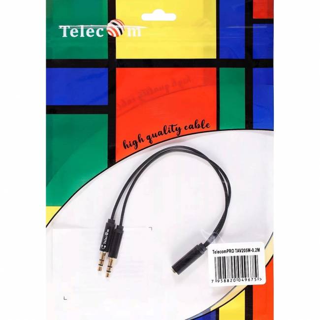 Кабель-адаптер 2*3.5ST(M)/3.5 ST(F), 0.2м, Telecom PRO <TAV205M-0.2M> Адаптер-переходник Telecom Jack 3.5 mm F/2 x Jack 3.5 mm M (TAV205M-0.2M) — для бизнеса и офиса Кабель-адаптер 2*3.5ST(M)/3.5 ST(F), 0.2м, Telecom PRO <TAV205M-0.2M> Адаптер-переходник Telecom Jack 3.5 mm F/2 x Jack 3.5 mm M (TAV205M-0.2M) — для бизнеса и офиса