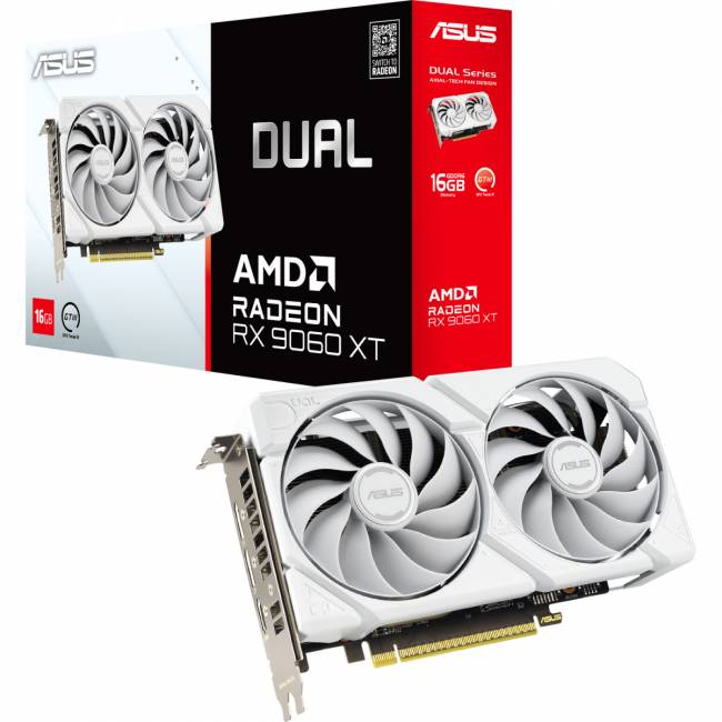 Видеокарта ASUS DUAL-RX9060XT-16G-WHITE (90YV0LG3-M0NA00) — для бизнеса и офиса Видеокарта ASUS DUAL-RX9060XT-16G-WHITE (90YV0LG3-M0NA00) — для бизнеса и офиса