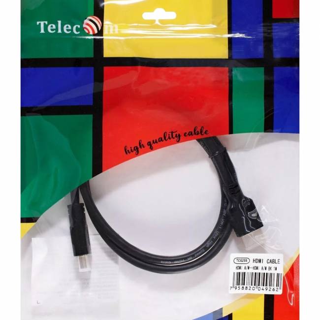 Кабель HDMI 19M/M,ver. 2.1, 8K@60 Hz 1m Telecom <TCG255-1M> Кабель Telecom HDMI (m)/HDMI (m) - 1 м (TCG255-1M) — для бизнеса и офиса