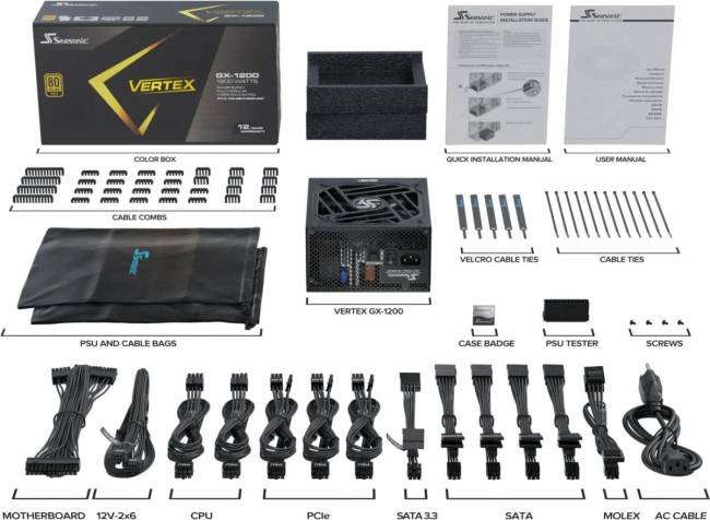 Блок питания Seasonic VERTEX GX-1200 12122GXAFS — для бизнеса и офиса Блок питания Seasonic VERTEX GX-1200 12122GXAFS — для бизнеса и офиса