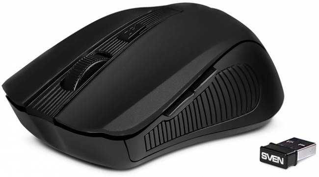 Беспроводная мышь SVEN RX-350W чёрная  (5+1кл. 600-1400DPI, SoftTouch, блист) Sven RX-350W — для бизнеса и офиса