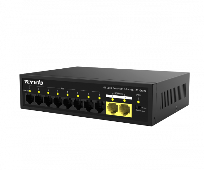 Коммутатор 10PORT Tenda S110GPC — для бизнеса и офиса Коммутатор 10PORT Tenda S110GPC — для бизнеса и офиса