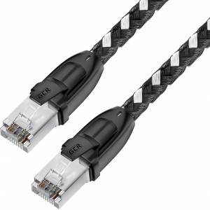 GCR Патч-корд PROF прямой 15.0m, UTP медь кат.6, STRONG черно-белый нейлон, ethernet high speed 10 Гбит/с, T568B, GCR-52781 Greenconnect RJ45(m) - RJ45(m) Cat. 6 15м черно-белый