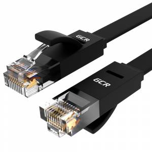 GCR Патч-корд PROF плоский прямой 0.3m, UTP медь кат.6, черный, 30 AWG, GCR-LNC616-0.3m, ethernet high speed 10 Гбит/с, RJ45, T568B Greenconnect GCR-LNC616-0.3m