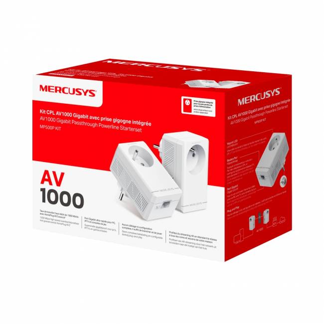 AV1000 Комплект гигабитных адаптеров Powerline с розеткой Mercusys Technologies CO MP500P KIT — для бизнеса и офиса AV1000 Комплект гигабитных адаптеров Powerline с розеткой Mercusys Technologies CO MP500P KIT — для бизнеса и офиса