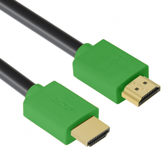 Greenconnect Кабель 0.5m HDMI версия 2.0, HDR 4:2:2, Ultra HD, 4K 60 fps 60Hz/5K*30Hz, 3D, AUDIO, 18.0 Гбит/с, 28/28 AWG, OD7.3mm, тройной экран, черный, зеленые коннекторы, GCR-HM421-0.5m Greenconnect HDMI (m) - HDMI (m) 0.5м — для бизнеса и офиса