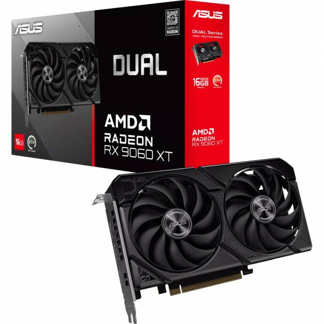 Видеокарта ASUS DUAL-RX9060XT-16G (90YV0LG2-M0NA00) — для бизнеса и офиса Видеокарта ASUS DUAL-RX9060XT-16G (90YV0LG2-M0NA00) — для бизнеса и офиса