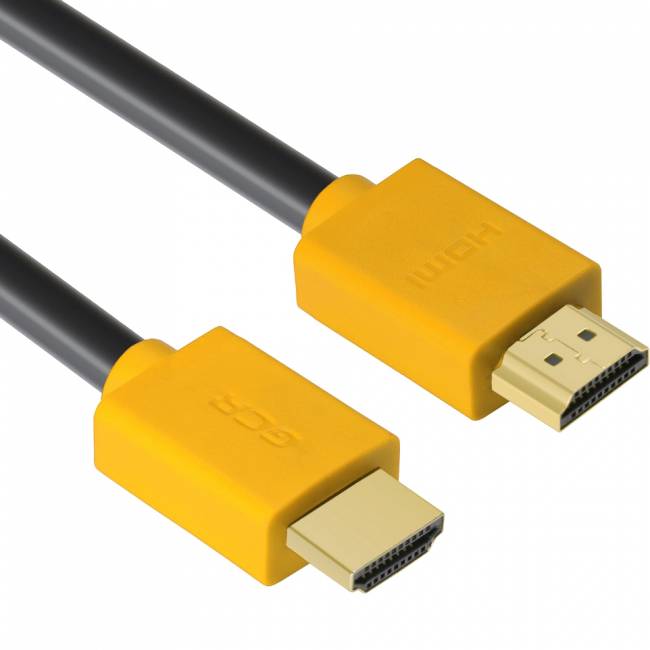 GCR Кабель 1.5m HDMI версия 1.4, черный, желтые коннекторы, OD7.3mm, 30/30 AWG, позолоченные контакты, Ethernet 10.2 Гбит/с, 3D, 4K GCR-HM440-1.5m, экран Greenconnect GCR-HM440-1.5m — для бизнеса и офиса