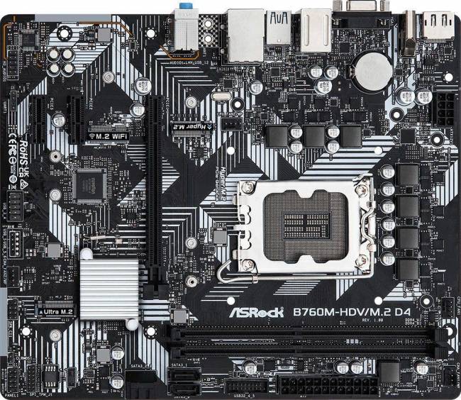 Материнская плата ASRock B760M-HDV/M.2 D4 — для бизнеса и офиса Материнская плата ASRock B760M-HDV/M.2 D4 — для бизнеса и офиса