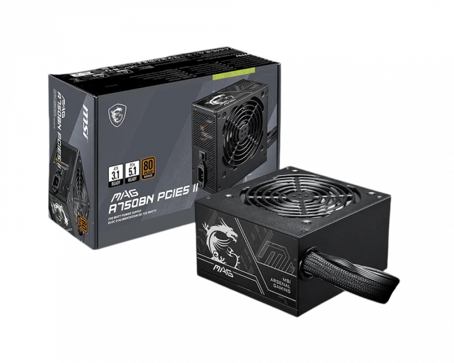 Блок питания ПК MSI MAG A750BN PCIE5 II 306-7ZPSX11-CE0 — для бизнеса и офиса Блок питания ПК MSI MAG A750BN PCIE5 II 306-7ZPSX11-CE0 — для бизнеса и офиса