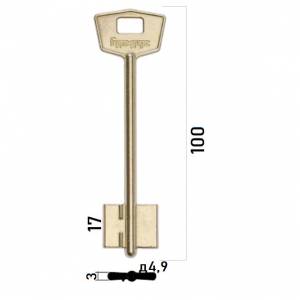 Заготовка дверного ключа Бульдорс-2 BLD2D 100*22*17,4 мм (тонкий)