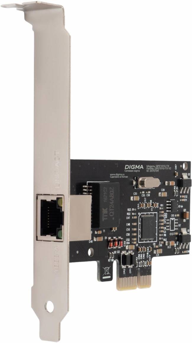 Сетевая карта Gigabit Ethernet Digma DPE101G-TX V2 — для бизнеса и офиса Сетевая карта Gigabit Ethernet Digma DPE101G-TX V2 — для бизнеса и офиса
