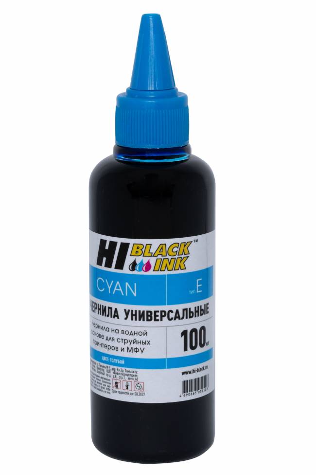 Чернила Hi-Black Универсальные для Epson (Тип E-V1), C, 0,1 л. — для бизнеса и офиса Чернила Hi-Black Универсальные для Epson (Тип E-V1), C, 0,1 л. — для бизнеса и офиса