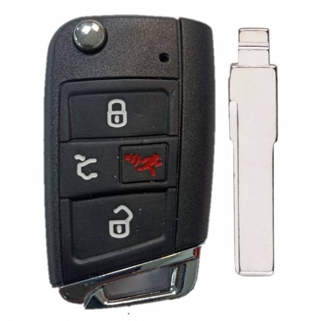 Корпус выкидного ключа VOLKSWAGEN MQB 3+1 кнопки HU-HAA HU66, с лого — для бизнеса и офиса Корпус выкидного ключа VOLKSWAGEN MQB 3+1 кнопки HU-HAA HU66, с лого — для бизнеса и офиса