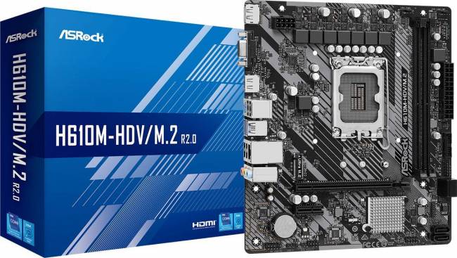 Материнская плата ASRock H610M-HDV/M.2 R2.0 — для бизнеса и офиса Материнская плата ASRock H610M-HDV/M.2 R2.0 — для бизнеса и офиса