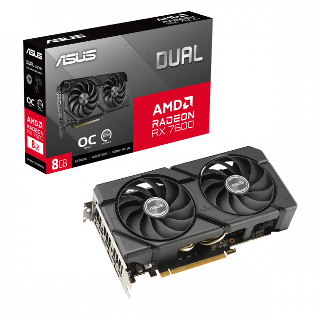 Видеокарта ASUS DUAL-RX7600-O8G-EVO — для бизнеса и офиса