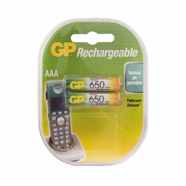 Перезаряжаемые аккумуляторы GP 65AAAHC AAA, емкость 650 мАч - 2 шт. в клемшеле GP 65AAAHC AAA (4891199109799) — для бизнеса и офиса Перезаряжаемые аккумуляторы GP 65AAAHC AAA, емкость 650 мАч - 2 шт. в клемшеле GP 65AAAHC AAA (4891199109799) — для бизнеса и офиса