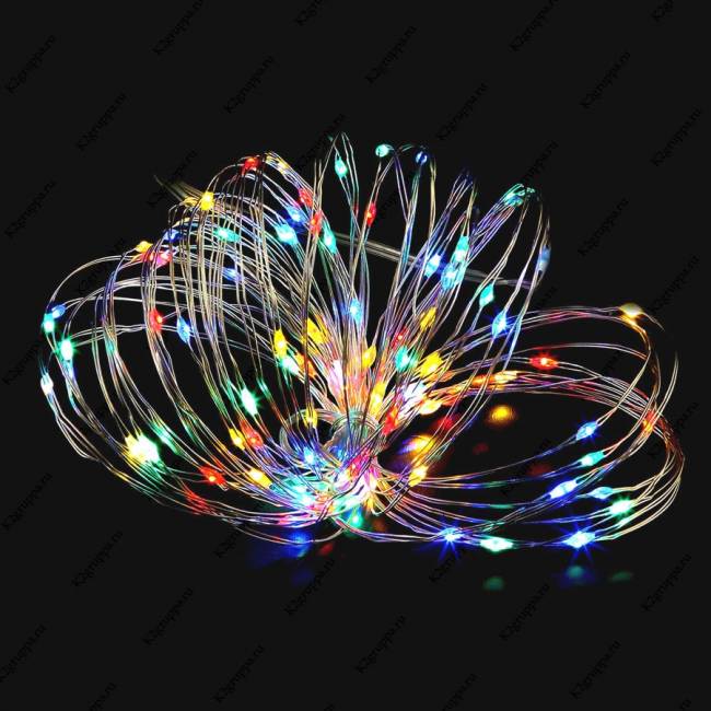 Гирлянда Гирлянда 50LED 3АА, 8 режимов, 10 м, медь, разноцветная — для бизнеса и офиса Гирлянда Гирлянда 50LED 3АА, 8 режимов, 10 м, медь, разноцветная — для бизнеса и офиса