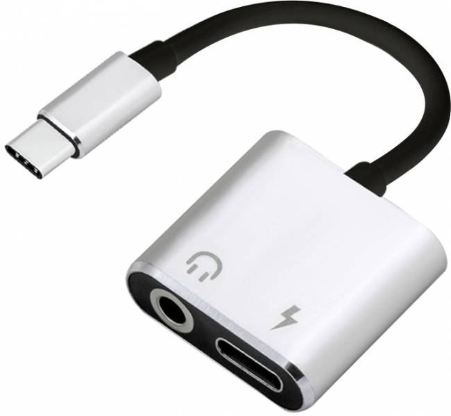 GCR Адаптер-переходник Type C > Mini jack + TypeC, белый ABS, GCR-UTC2A Greenconnect USB 2.0 Type-C (m) - USB 2.0 Type-C (f),mini jack 3.5 mm (f) — для бизнеса и офиса