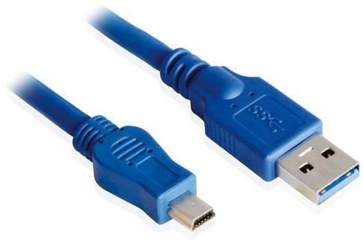 Кабель интерфейсный USB 3.0 1.0m Premium Greenconnect GC-U3A2109-1m AM / mini B AM 10pin, 24 / 28 AWG экран, синий, пакет Greenconnect  USB 2.0 Type-AM - miniUSB 1м — для бизнеса и офиса
