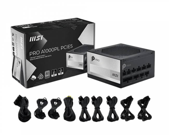 Блок питания ПК MSI PRO A1000PL PCIE5 306-7ZPLX11-HD8 — для бизнеса и офиса Блок питания ПК MSI PRO A1000PL PCIE5 306-7ZPLX11-HD8 — для бизнеса и офиса