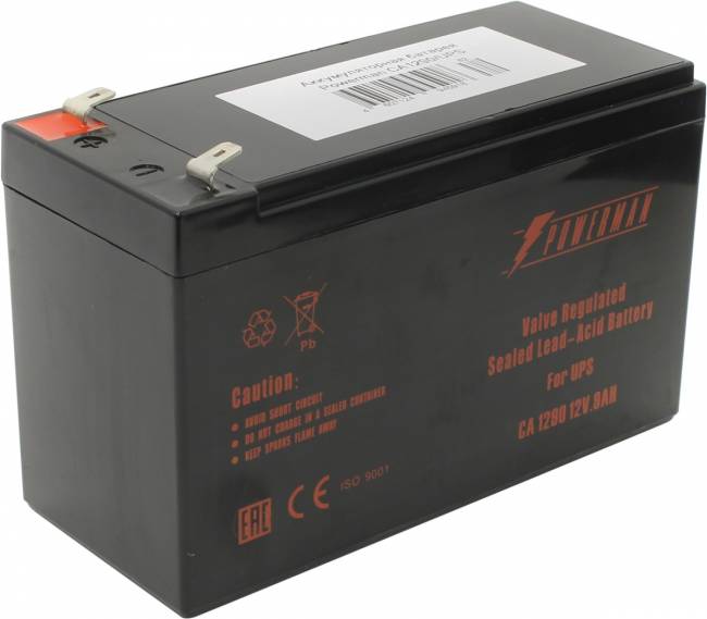 Батарея POWERMAN Battery CA1290, напряжение 12В, емкость 9Ач,макс. ток разряда 135А, макс. ток заряда 2.7А, свинцово-кислотная типа AGM, тип клемм F2, Д/Ш/В 151/65/94, 2.51 кг. Powerman CA1290/UPS — для бизнеса и офиса Батарея POWERMAN Battery CA1290, напряжение 12В, емкость 9Ач,макс. ток разряда 135А, макс. ток заряда 2.7А, свинцово-кислотная типа AGM, тип клемм F2, Д/Ш/В 151/65/94, 2.51 кг. Powerman CA1290/UPS — для бизнеса и офиса