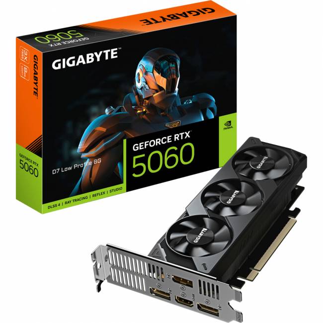 Видеокарта Gigabyte GeForce RTX 5060 D7 Low Profile 8G (GV-N5060D7-8GL) — для бизнеса и офиса Видеокарта Gigabyte GeForce RTX 5060 D7 Low Profile 8G (GV-N5060D7-8GL) — для бизнеса и офиса