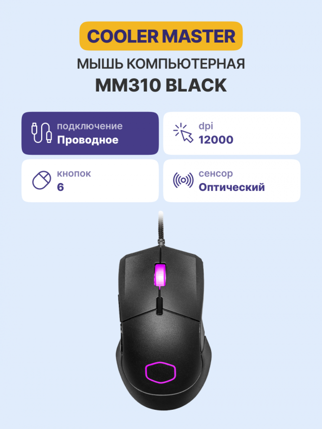 Манипулятор типа мышь Cooler Master MM-310-KKOL1 — для бизнеса и офиса Манипулятор типа мышь Cooler Master MM-310-KKOL1 — для бизнеса и офиса
