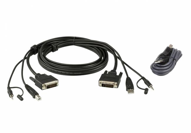 Набор защищенныйх кабелей KVM USB DVI ATEN 2L-7D02UDX2 — для бизнеса и офиса Набор защищенныйх кабелей KVM USB DVI ATEN 2L-7D02UDX2 — для бизнеса и офиса
