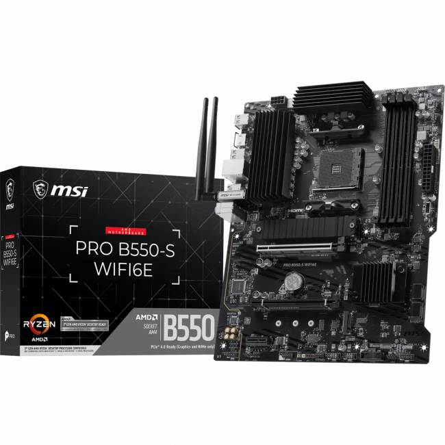 Материнская плата MSI PRO B550-S WIFI6E — для бизнеса и офиса Материнская плата MSI PRO B550-S WIFI6E — для бизнеса и офиса