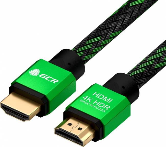 GCR Кабель 0.3m HDMI версия 2.0, HDR 4:2:2, Ultra HD, 4K 60 fps 60Hz/5K*30Hz, 3D, AUDIO, 18.0 Гбит/с, 28/28 AWG, OD7.8mm, тройной экран, BICOLOR нейлон, AL корпус зеленый, GCR-52288 Greenconnect HDMI (m) - HDMI (m) 0.3м — для бизнеса и офиса