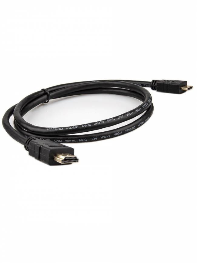 Кабель HDMI-19M --- MiniHDMI-19M ver 2.0+3D/Ethernet,1m Telecom <TCG205-1M> Telecom HDMI (m) - mini-HDMI (m) 1м — для бизнеса и офиса