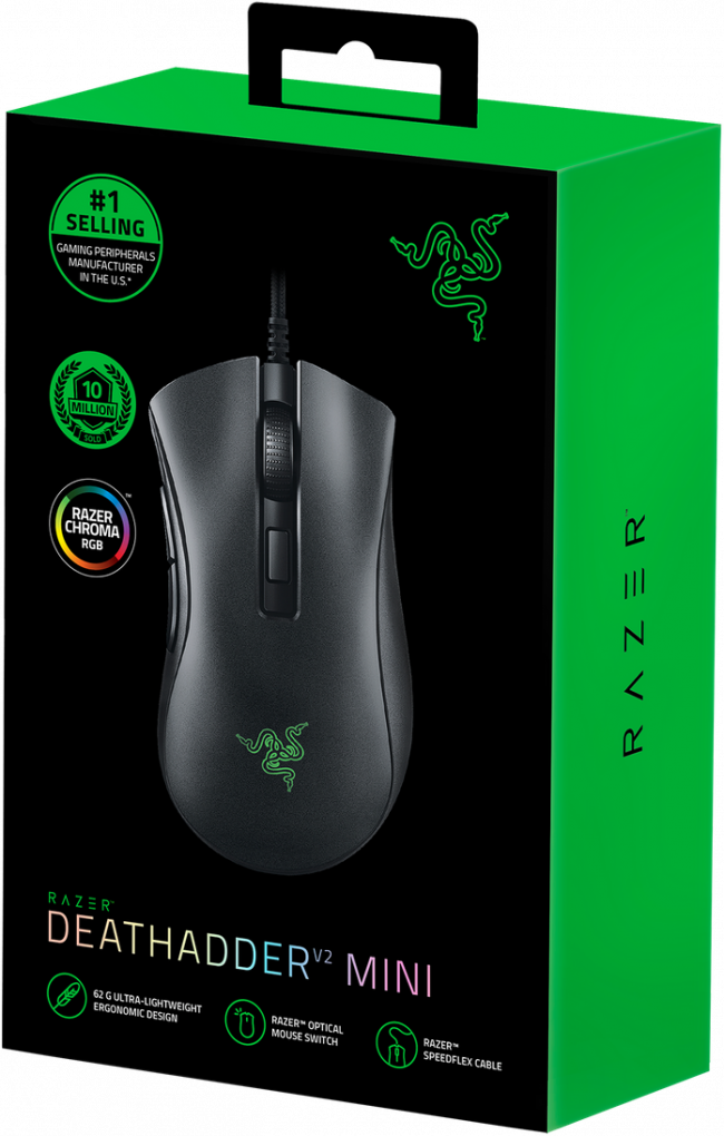 Игровая мышь Razer Deathadder V2 Mini + Mouse Grip Tapes Razer DeathAdder V2 Mini + Mouse Grip Tapes — для бизнеса и офиса