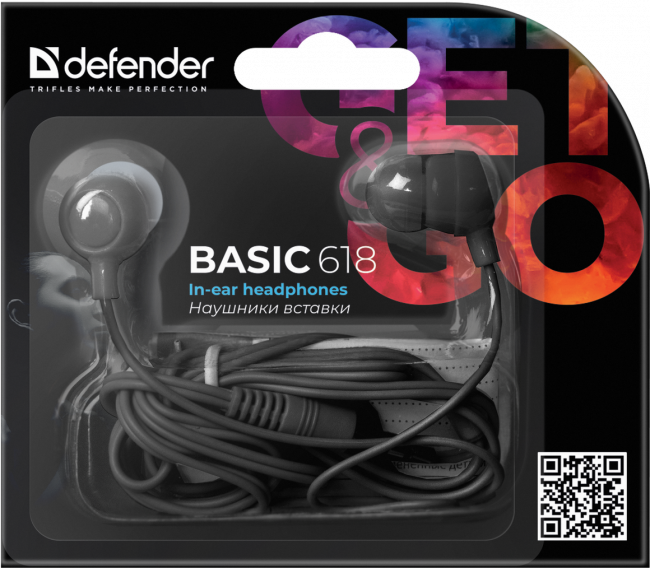 Defender #1 Наушники вставки Basic 618 черный Defender Basic 618 — для бизнеса и офиса