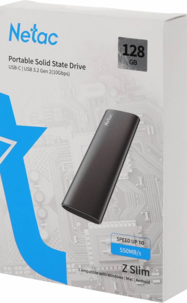 Накопитель SSD Netac NT01ZSLIM-128G-32BK — для бизнеса и офиса Накопитель SSD Netac NT01ZSLIM-128G-32BK — для бизнеса и офиса