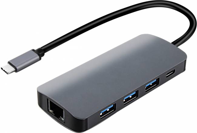 Кабель-адаптер USB3.1 Type-CM-->HDMI 4K*60Hz +3USB3.1(10Гбс)+RJ45+TF+SD+PD VCOM <CU4641> VCOM CU4641 — для бизнеса и офиса