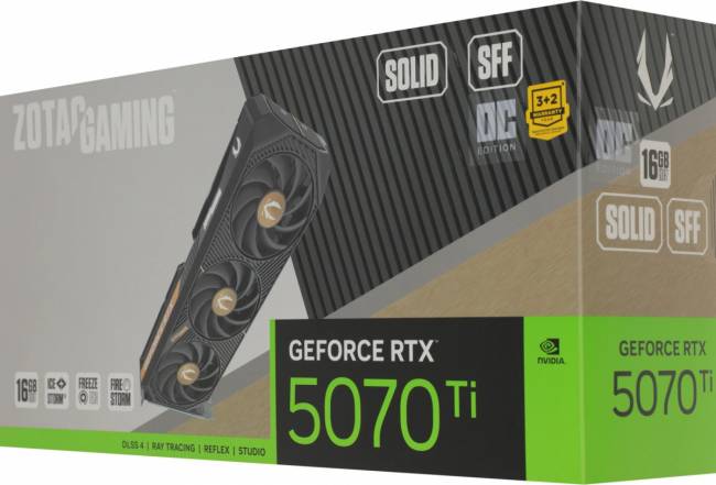 Видеокарта Zotac GAMING GeForce RTX 5070 Ti SOLID SFF OC (ZT-B50710J3-10P) — для бизнеса и офиса Видеокарта Zotac GAMING GeForce RTX 5070 Ti SOLID SFF OC (ZT-B50710J3-10P) — для бизнеса и офиса