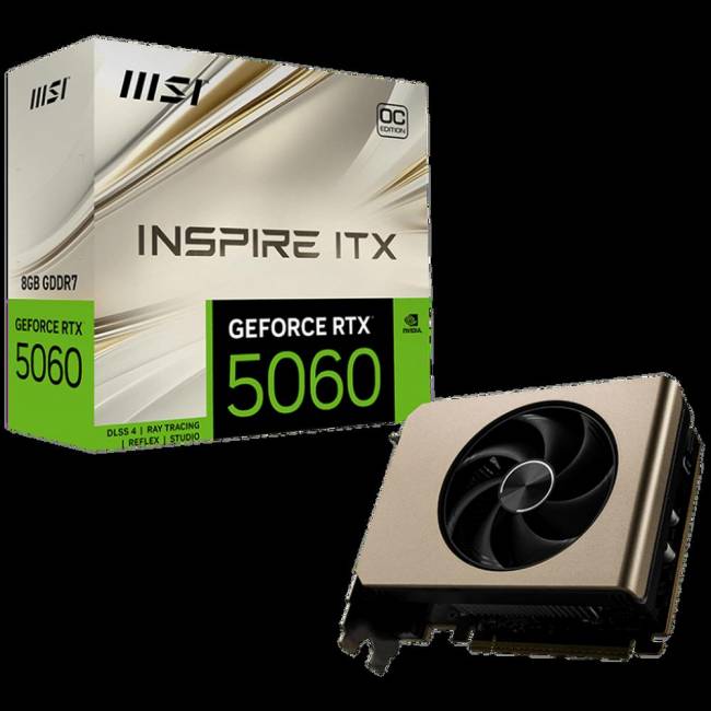 Видеокарты MSI RTX 5060 8G INSPIRE ITX OC — для бизнеса и офиса Видеокарты MSI RTX 5060 8G INSPIRE ITX OC — для бизнеса и офиса