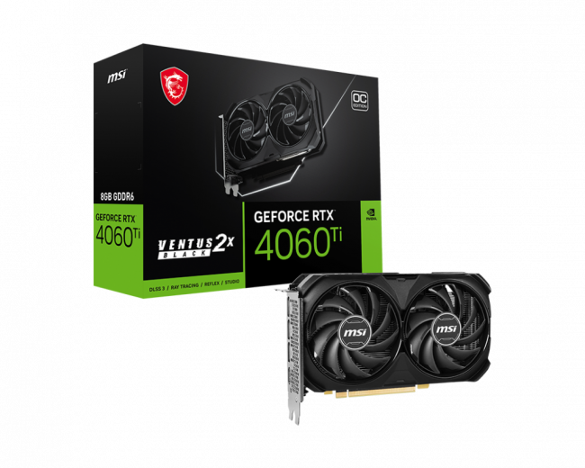 Видеокарта MSI GeForce RTX 4060 Ti VENTUS 2X BLACK 8G OC — для бизнеса и офиса Видеокарта MSI GeForce RTX 4060 Ti VENTUS 2X BLACK 8G OC — для бизнеса и офиса