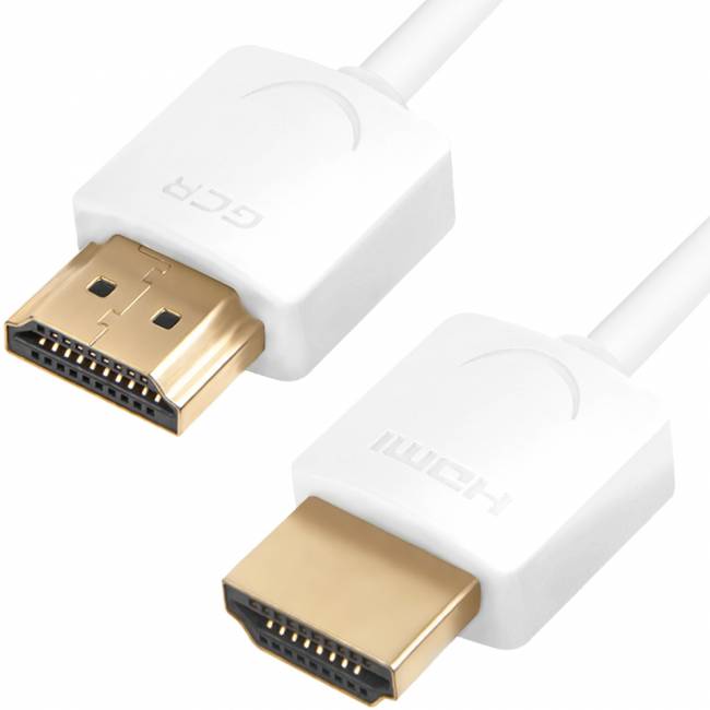 GCR Ультратонкий кабель HDMI2.0 для AppleTV, SLIM, 1.5m, белый, OD3.8mm, HDR 4:2:0, Ultra HD, 4K60Hz, 18.0 Гбит/с, 32/32 AWG Greenconnect HDMI (m) - HDMI (m) 1.5м — для бизнеса и офиса