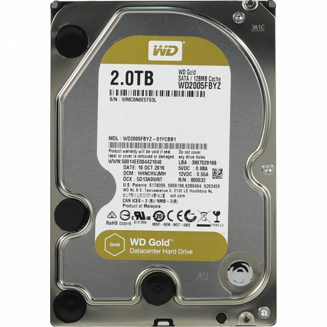 Жесткий диск Western Digital Gold 2TB (WD2005FBYZ) — для бизнеса и офиса Жесткий диск Western Digital Gold 2TB (WD2005FBYZ) — для бизнеса и офиса