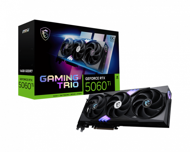 Видеокарта MSI GeForce RTX 5060 Ti 16G GAMING TRIO OC — для бизнеса и офиса Видеокарта MSI GeForce RTX 5060 Ti 16G GAMING TRIO OC — для бизнеса и офиса